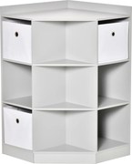 HOMCOM Regał na zabawki dla dzieci z 3 szufladami filcowymi, MDF, zabezpieczenie przed przewróceniem, Szary