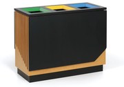 Kosz na śmieci do segregacji, 3x89 L, czarny/imitacja drewna