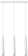 Biała lampa wisząca na listwie z 3 długimi kloszami - A611 L9-L55