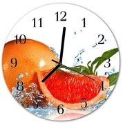 Zegar szklany okrągły Grejpfrut