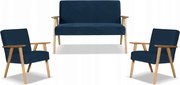 Zestaw mebli PRL retro SOLER sofa fotele Family Meble granat welur Hunter