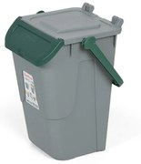 Plastikowy kosz do segregacji odpadów ECOLOGY II, 35 l, szaro-zielony