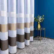 Firana gładka matowa Brązowe Pasy nowoczesna wys. 300 cm z ołowianką