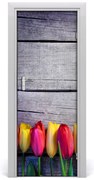 Naklejka samoprzylepna na drzwi Kolorowe tulipany