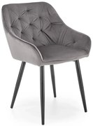 Szare pikowane krzesło welurowe A6-F61