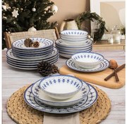 24-częściowy zestaw obiadowy, biały/niebieski, porcelana