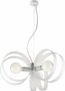 Lampa wisząca Peter z lakierowanego na biało żelaza z ciętymi laserowo paskami i regulowanym stalowym kablem, 3 światła, 130 Ø48 BL306-3-BCO