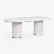 Owalny Stół Jadalniany 220x100 Cm Z Cementu Namara Biała - Sklum