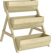 Outsunny Pionowa grządka z 3 poziomami, drewniana donica z 3 skrzynkami i otworami drenażowymi, zielona | Aosom PL