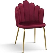 Zestaw 4 krzeseł z tkaniny z efektem aksamitu w kolorze bordowym, złote nogi - LILLE
