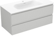 Mexen Rivel szafka łazienkowa 100 cm z umywalką Vela, 2 szuflady, ryflowana , szara mat/biała mat - 91A20-10047-2-BFF62-W23M01