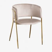 Krzesło Do Jadalni Tapicerowane Nalon Goud & Aksamitny Jasny Szary Taupe & Aksamitny - Sklum