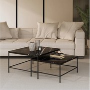 Zestaw stolików kawowych czarny marmur 80x80x45 ramio