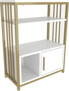 Elegancki regał w kolorze białym i złotym, 60 x 80 x 29,6 cm | Płyta wiórowa pokryta melaminą w 100%, grubość 18 mm | Stylowe miejsce do prz