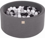Okrągły Suchy Basen Z Piłeczkami 7cm Dla Dziecka, 90x40cm/300 Piłek, Bawełniany, Ciemnoszary, Piłki: Szare, Białe, Czarne - Meowbaby®