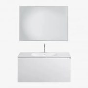Zestaw Wiszących Mebli Łazienkowych Zintegrowany Z Umywalką Macrae Biała & Prostokątna Lampa Led I Przeciwmgielna - Sklum