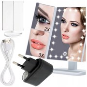 Lusterko do makijażu podświetlane led kosmetyczne stojące powiększające 3x!