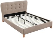 Łóżko 140 x 190 cm z pikowanym zagłówkiem - Tkanina - Beż - ELIDE