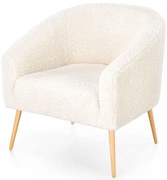 Nowoczesny boucle fotel wypoczynkowy kremowy+naturalny C2-F70