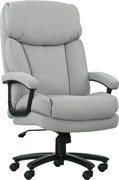 HOMCOM Duży wysoki fotel biurowy, 200 kg nośności, solidna konstrukcja, miękka tkanina, Jasnoszary