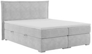 Łóżko kontynentalne VADUZ 140x200 jasno szare velvet z pojemnikiem LAVERTO
