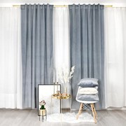 Welurowa zasłona Werona w szaroniebieskim kolorze