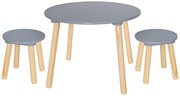 Srebrny okrągły stolik z krzesełkami dla dzieci W6-L38