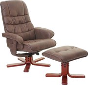 Fotel relaksacyjny MCW-E30 z podnóżkiem, imitacja zamszu w kolorze brązowym