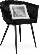 Czarne plecione krzesło do jadalni  M9-P09