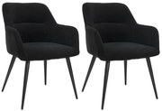 Zestaw 2 krzeseł HEKA - Podłokietniki - Tkanina i metal - Czarny