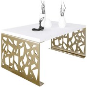 Nowoczesna prostokątna ława złoty + biały L6-A01