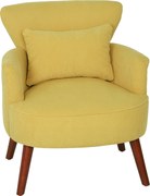 HOMCOM Fotel Relaksacyjny do salonu z oparciem tapicerowany w kord zaokrąglone podłokietniki nogi drewniane do sypialni ładunek 120 kg żółty | Aosom PL