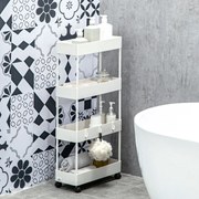 HOMCOM Wózek Kuchenny Niszowy z 4 Półkami 4 Hakami 4 Kółkami Biały 40x19x90cm | Aosom PL