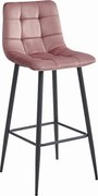 Hoker barowy Valora TEOTO, ciemnoróżowy aksamit, czarne stalowe nogi x1