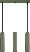 Lampa Wisząca Minimalistyczny Karbon, Aluminium - 3 Źródło - L.45 X H.98 Cm - Zielony Oliwkowy