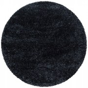 Dywan shaggy poliestrowy Brilliant czarny koło 80 cm x 80 cm