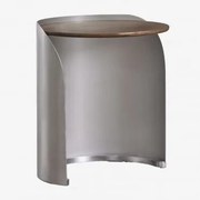 Okrągły Stolik Nocny Z Drewna Mango I Stali Nierdzewnej Xireisa Ø45 Cm - ↑55 Cm - Sklum