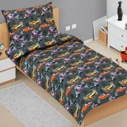 Bellatex Dziecięca pościel bawełniana Junior Cadillac szary, 140 x 200 cm, 70 x 90 cm