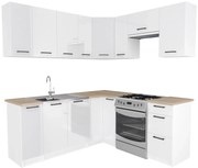 Narożny komplet mebli kuchennych biały połysk T0-P95