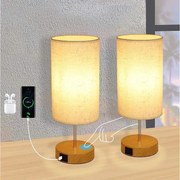 NETTLIFE 2 x ściemnialna lampa stołowa dotykowa E27 lampka nocna do salonu nowoczesny abażur z tkaniny