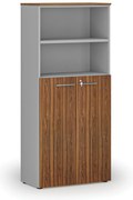 Szafa biurowa kombinowana PRIMA GRAY, drzwi na 3 poziomach, 800 x 420 x 1781 mm, szary/orzech