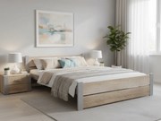 Łóżko IKAROS DOUBLE 140 x 200 cm, dąb sonoma/szary Stelaż: Ze stelażem listwowym rolowanym, Materac: Materac Coco Maxi 20 cm