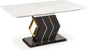 Stół rozkładany VINCENZO 160(200)x90 biały marmur/czarny/złoty HALMAR