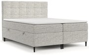 Jasnoszare łóżko boxspring ze schowkiem 200x200 cm Urbaneo – Maison de Rêve