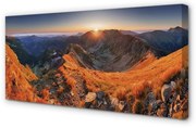 Obraz na płótnie Góry zachód słońca