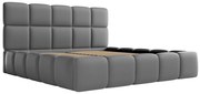 Łóżko ze skrzynią 160 x 120 cm - Tkanina o teksturze skóry - Szary - DAMADO Pascala Morabito