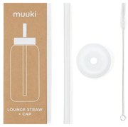 Silikonowa słomka z wieczkiem i szczoteczką w komplecie Clear – Muuki