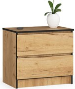 Szafka nocna AKORD K60 Dąb Craft 60 cm 2 szuflady kolor Dąb Craft mat 60x40x55 cm