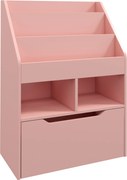 HOMCOM Regał dziecięcy z szufladą, półka na książki z półkami, 60 x 29,9 x 90 cm, Różowy
