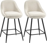 HOMCOM Zestaw 2 Hokerów ze Sztruksowym Wykończeniem i Stalowymi Nóżkami, Krzesła Tapicerowane do Kuchennej Wyspy, Jadalni, Kremowe | Aosom PL